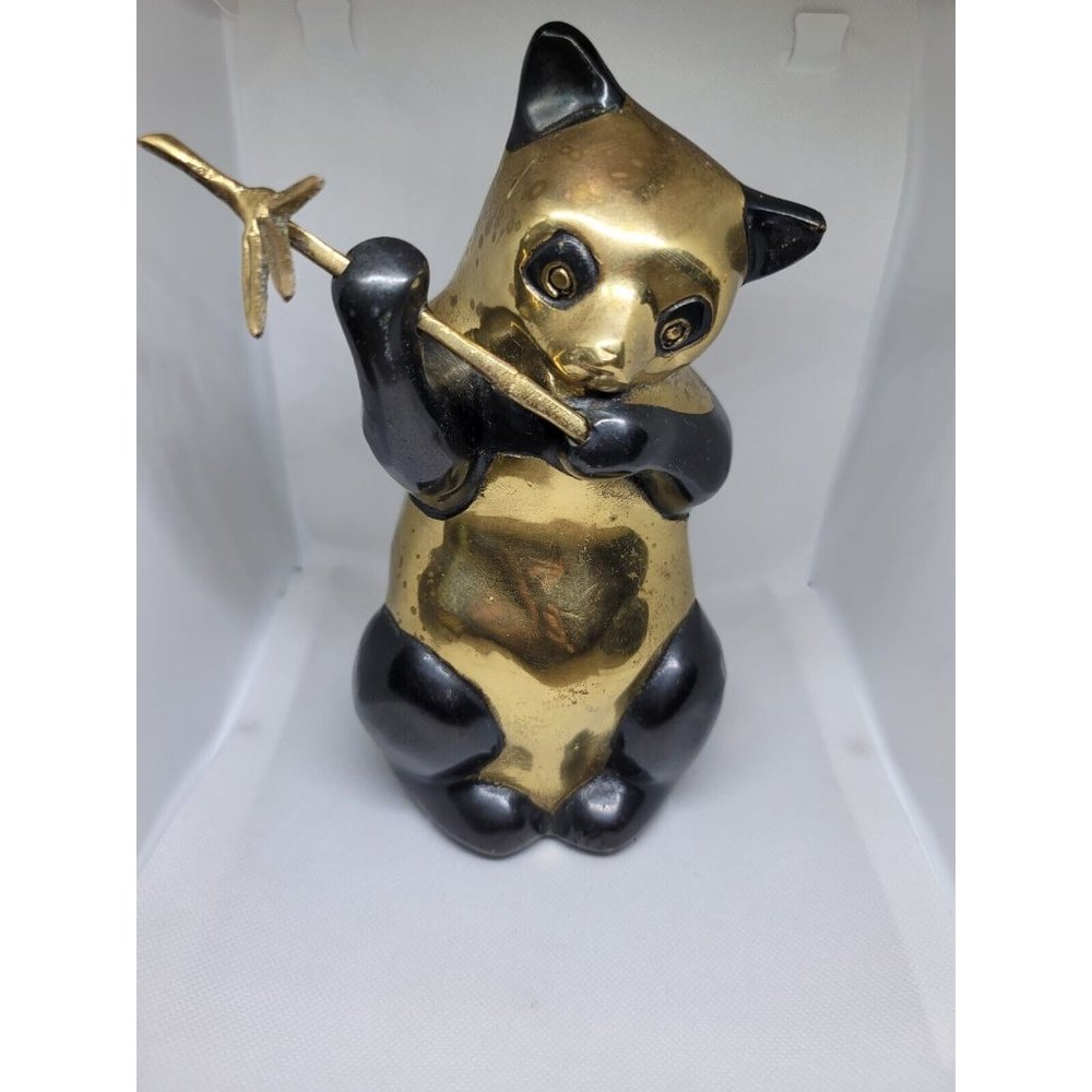 Mid Century Modern Brass Panda Bear Figurine Sculpture Asian bear Rosenthal 8"